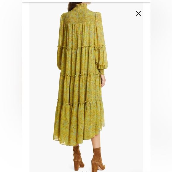 Cinq à Sept Rika printed high/low dress Long Sleeve sheer size 4 floral - Picture 4 of 12